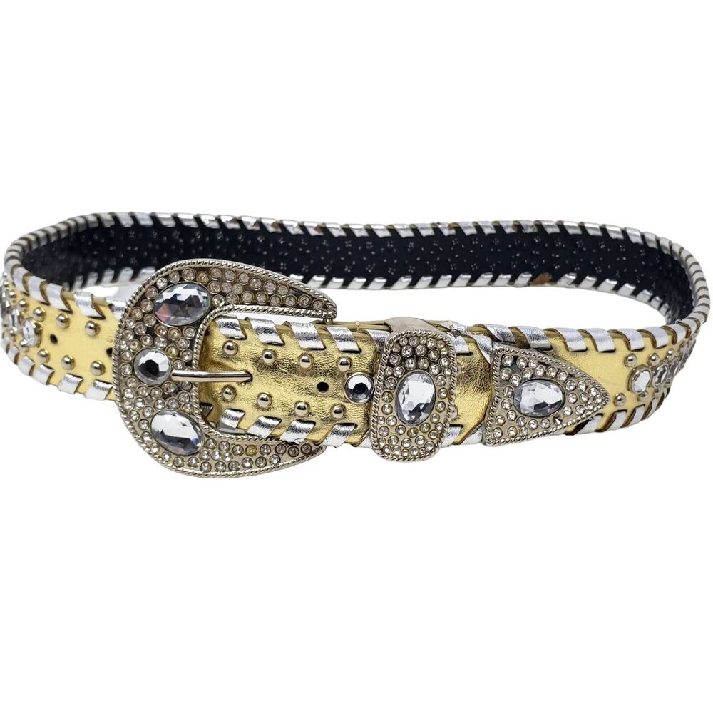 NEW! Studded Jewel Leather Belt - M